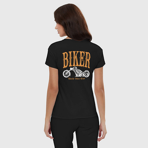 Женская пижама Байкер медведь на мотоцикле / Черный – фото 4