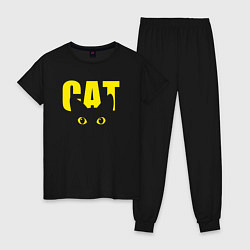 Пижама хлопковая женская Cat облик, цвет: черный