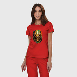 Пижама хлопковая женская Doom slayer skull, цвет: красный — фото 2