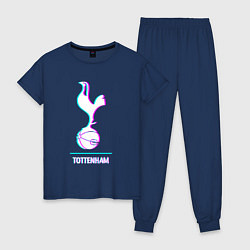 Пижама хлопковая женская Tottenham FC в стиле glitch, цвет: тёмно-синий