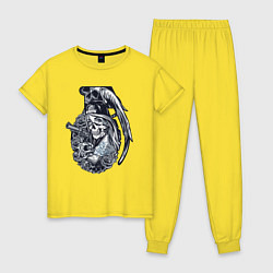 Пижама хлопковая женская Gangster grenade, цвет: желтый