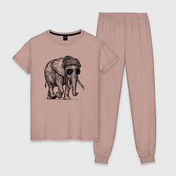 Пижама хлопковая женская Слон-хипстер, цвет: пыльно-розовый