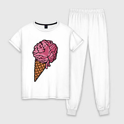 Пижама хлопковая женская Brain ice cream, цвет: белый