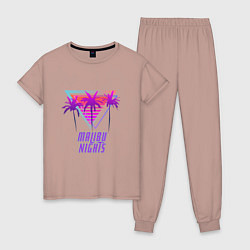Пижама хлопковая женская Malibu nights, цвет: пыльно-розовый
