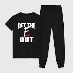 Пижама хлопковая женская Wwe Get the F Out, цвет: черный