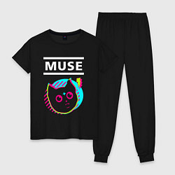 Пижама хлопковая женская Muse rock star cat, цвет: черный