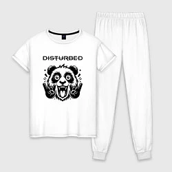 Пижама хлопковая женская Disturbed - rock panda, цвет: белый