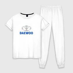 Пижама хлопковая женская Daewoo sport auto logo, цвет: белый