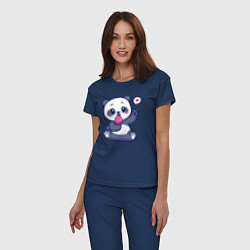 Пижама хлопковая женская Ice cream panda, цвет: тёмно-синий — фото 2