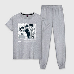 Пижама хлопковая женская Solo leveling Another raid white, цвет: меланж