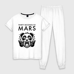 Пижама хлопковая женская Thirty Seconds to Mars - rock panda, цвет: белый