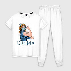 Пижама хлопковая женская Good nurse, цвет: белый