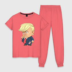 Пижама хлопковая женская Мистер Трамп, цвет: коралловый
