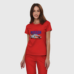 Пижама хлопковая женская Nissan Skyline GTR 32, цвет: красный — фото 2