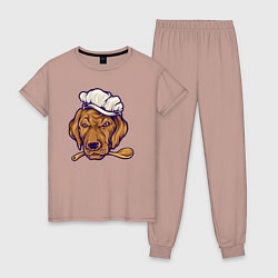 Пижама хлопковая женская Chef dog, цвет: пыльно-розовый