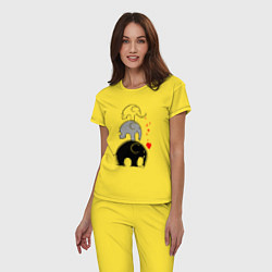 Пижама хлопковая женская Милые слоники, цвет: желтый — фото 2