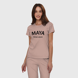 Пижама хлопковая женская Maya never alone- motto, цвет: пыльно-розовый — фото 2