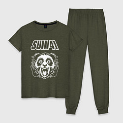 Пижама хлопковая женская Sum41 rock panda, цвет: меланж-хаки