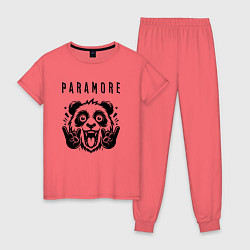 Пижама хлопковая женская Paramore - rock panda, цвет: коралловый