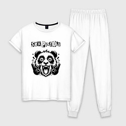 Пижама хлопковая женская Sex Pistols - rock panda, цвет: белый