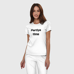 Пижама хлопковая женская Partiya time, цвет: белый — фото 2