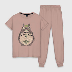 Пижама хлопковая женская Forest Totoro, цвет: пыльно-розовый