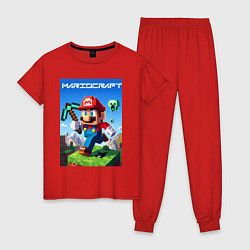Пижама хлопковая женская Minecraft and Mario - ai art collaboration, цвет: красный