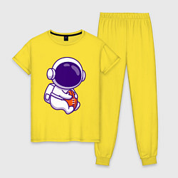 Пижама хлопковая женская Space football, цвет: желтый