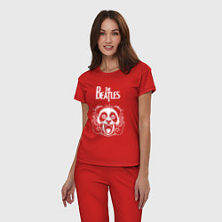 Пижама хлопковая женская The Beatles rock panda, цвет: красный — фото 2