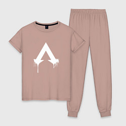 Пижама хлопковая женская Логотип Apex с подтеками, цвет: пыльно-розовый