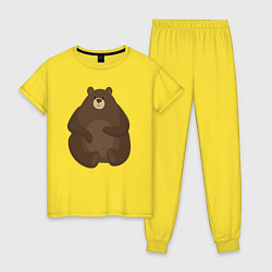 Пижама хлопковая женская Мишка пухляш, цвет: желтый
