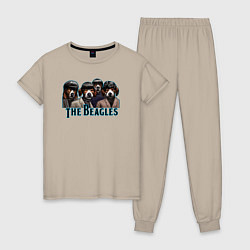 Пижама хлопковая женская Beatles beagles, цвет: миндальный