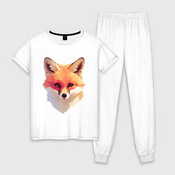 Пижама хлопковая женская Foxs head, цвет: белый