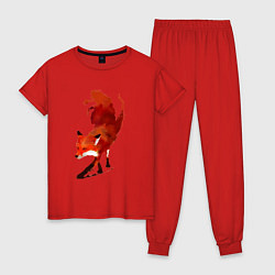 Пижама хлопковая женская Лиса житель леса, цвет: красный