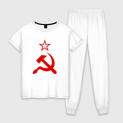 Пижама хлопковая женская Серп, молот и звезда, цвет: белый