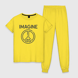 Пижама хлопковая женская Peace imagine, цвет: желтый