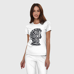 Пижама хлопковая женская Шахматная зебра, цвет: белый — фото 2