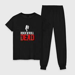 Пижама хлопковая женская RocknRoll is dead in red, цвет: черный