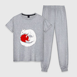 Пижама хлопковая женская Лиса и роза, цвет: меланж