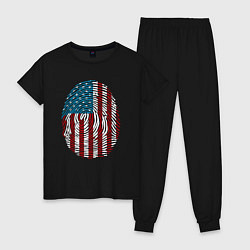 Пижама хлопковая женская Отпечаток США, цвет: черный