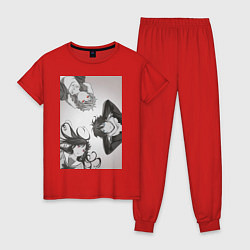 Пижама хлопковая женская Бездомный бог Хиёри Ики, цвет: красный