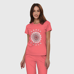 Пижама хлопковая женская Мандала овальная с вытянутыми лепестками, цвет: коралловый — фото 2