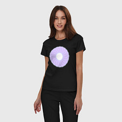 Пижама хлопковая женская Наслоение окружностей по кругу, цвет: черный — фото 2