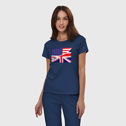 Пижама хлопковая женская США и Великобритания, цвет: тёмно-синий — фото 2