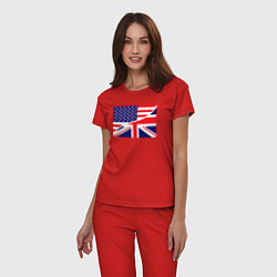 Пижама хлопковая женская США и Великобритания, цвет: красный — фото 2