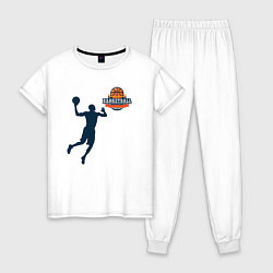 Пижама хлопковая женская Игрок в баскетбол basketball, цвет: белый