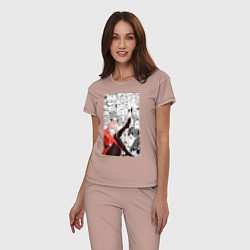 Пижама хлопковая женская Зеро Ту коллаж, цвет: пыльно-розовый — фото 2