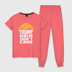 Пижама хлопковая женская Trump hair dont care, цвет: коралловый