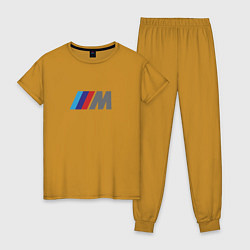Пижама хлопковая женская BMW logo sport, цвет: горчичный