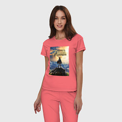 Пижама хлопковая женская Легенда о зельде - Линк, цвет: коралловый — фото 2